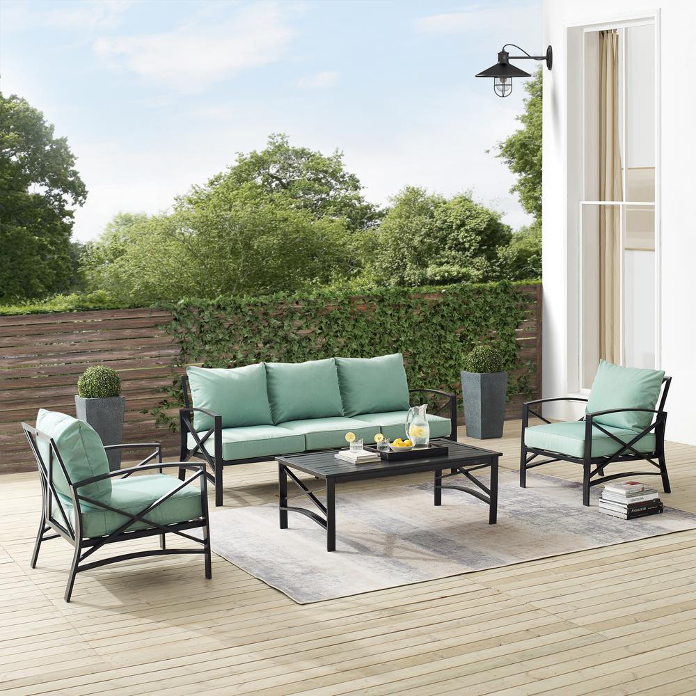 Kaplan 4Pc Outdoor Metal Sofa Set Mist/Oil Rubbed Bronze - Sofa, Coffee Table, & 2 Arm Chairs. Picture 6