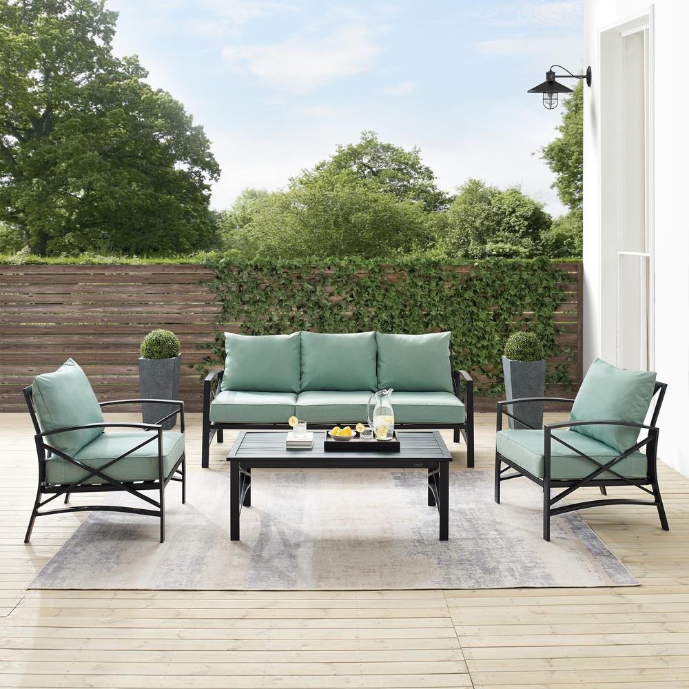 Kaplan 4Pc Outdoor Metal Sofa Set Mist/Oil Rubbed Bronze - Sofa, Coffee Table, & 2 Arm Chairs. Picture 4