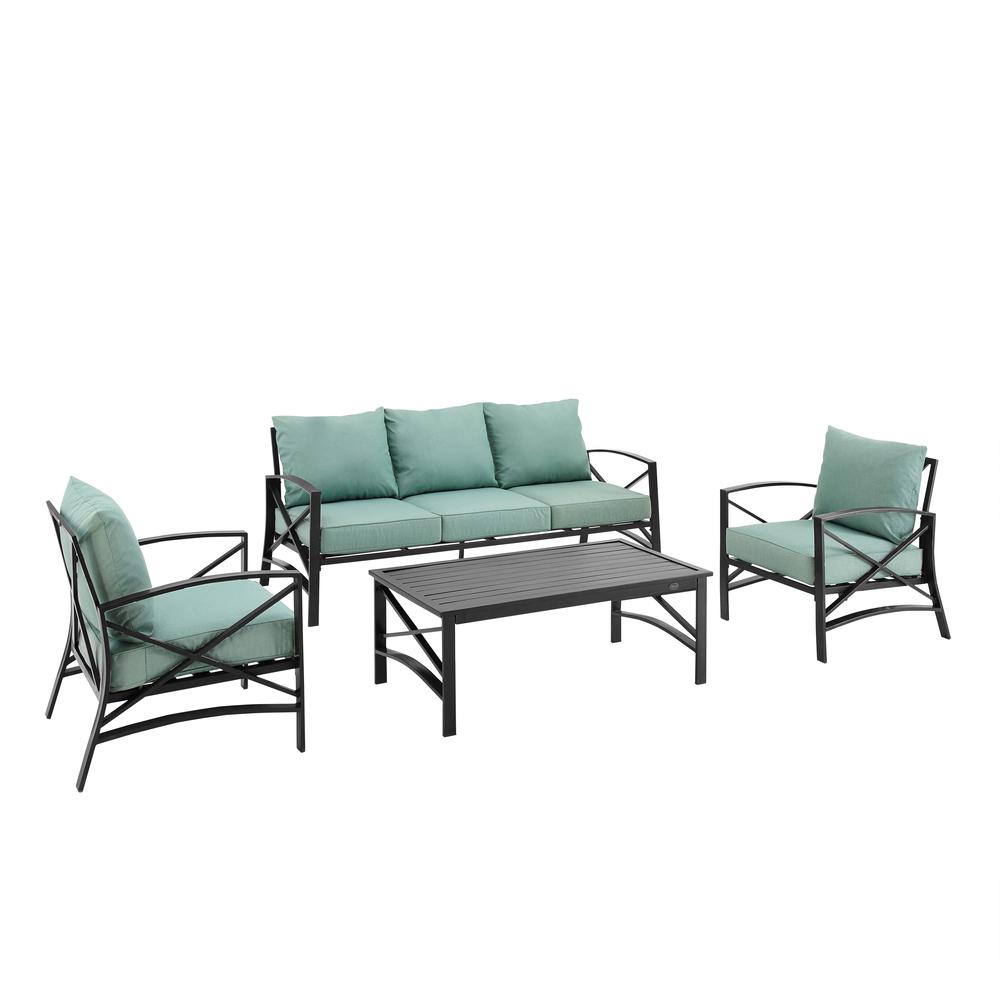 Kaplan 4Pc Outdoor Metal Sofa Set Mist/Oil Rubbed Bronze - Sofa, Coffee Table, & 2 Arm Chairs. Picture 2