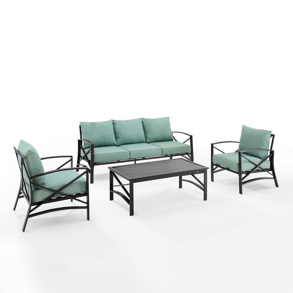 Kaplan 4Pc Outdoor Metal Sofa Set Mist/Oil Rubbed Bronze - Sofa, Coffee Table, & 2 Arm Chairs. Picture 10