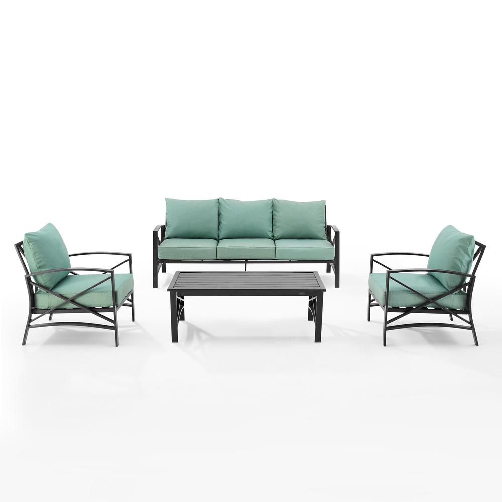 Kaplan 4Pc Outdoor Metal Sofa Set Mist/Oil Rubbed Bronze - Sofa, Coffee Table, & 2 Arm Chairs. Picture 9