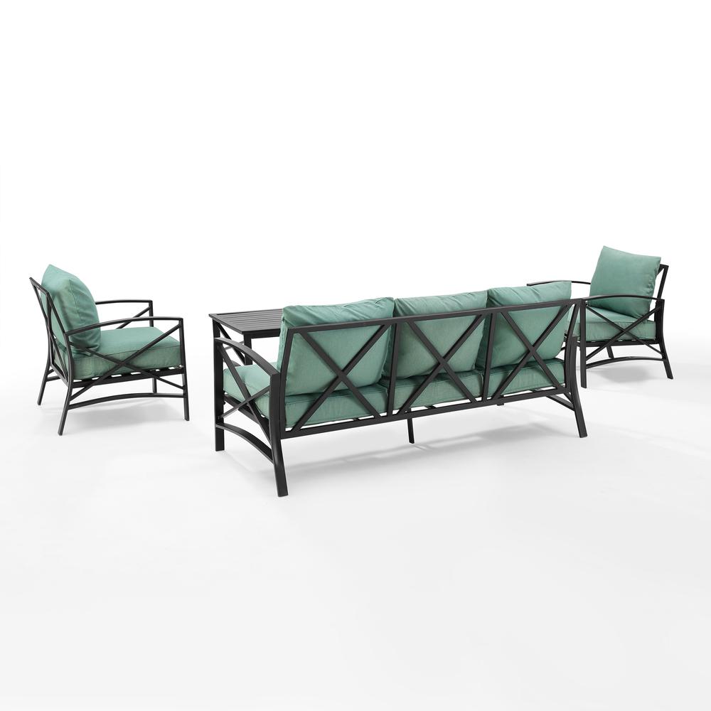 Kaplan 4Pc Outdoor Metal Sofa Set Mist/Oil Rubbed Bronze - Sofa, Coffee Table, & 2 Arm Chairs. Picture 1