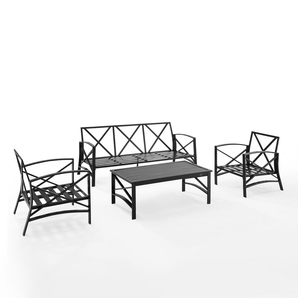 Kaplan 4Pc Outdoor Metal Sofa Set Mist/Oil Rubbed Bronze - Sofa, Coffee Table, & 2 Arm Chairs. Picture 8
