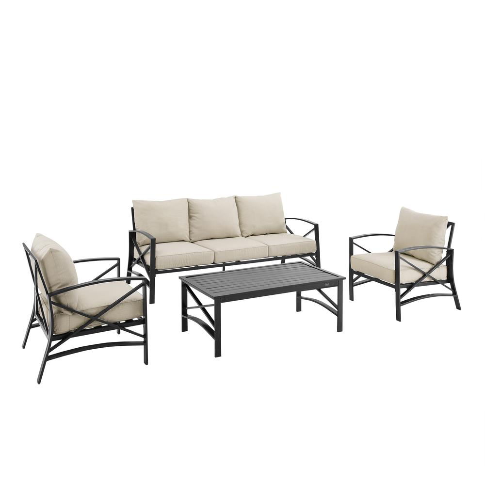 Kaplan 4Pc Outdoor Metal Sofa Set Oatmeal/Oil Rubbed Bronze - Sofa, Coffee Table, & 2 Arm Chairs. Picture 10