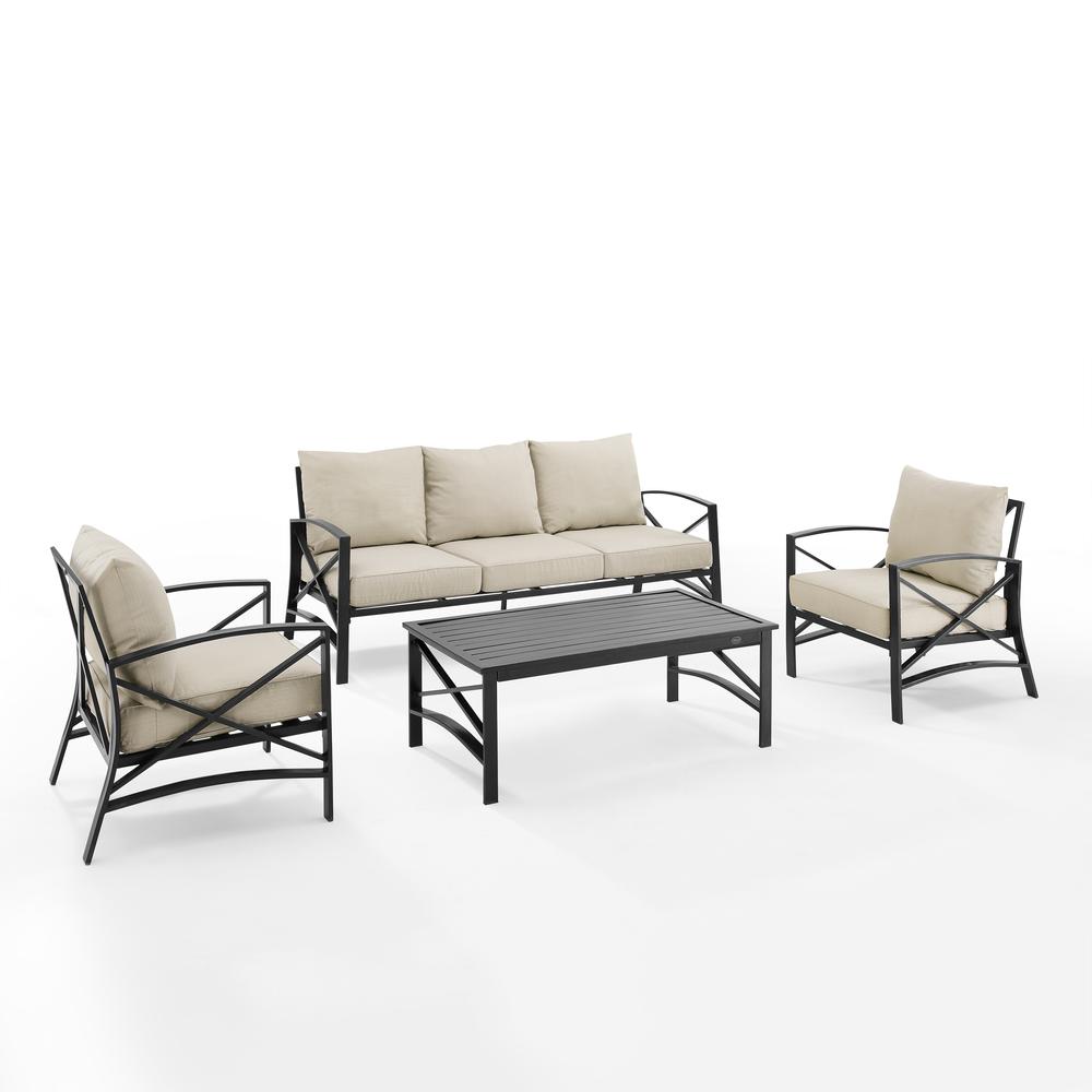 Kaplan 4Pc Outdoor Metal Sofa Set Oatmeal/Oil Rubbed Bronze - Sofa, Coffee Table, & 2 Arm Chairs. Picture 9