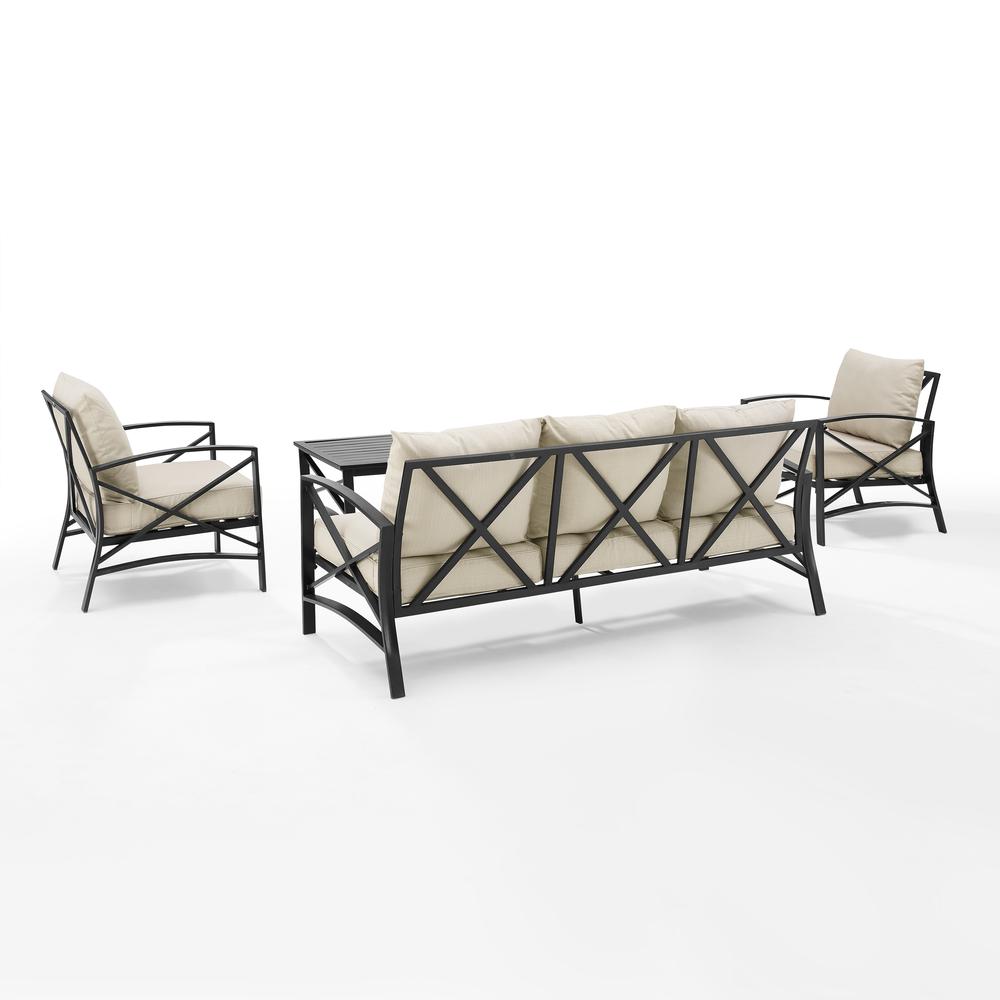 Kaplan 4Pc Outdoor Metal Sofa Set Oatmeal/Oil Rubbed Bronze - Sofa, Coffee Table, & 2 Arm Chairs. Picture 5