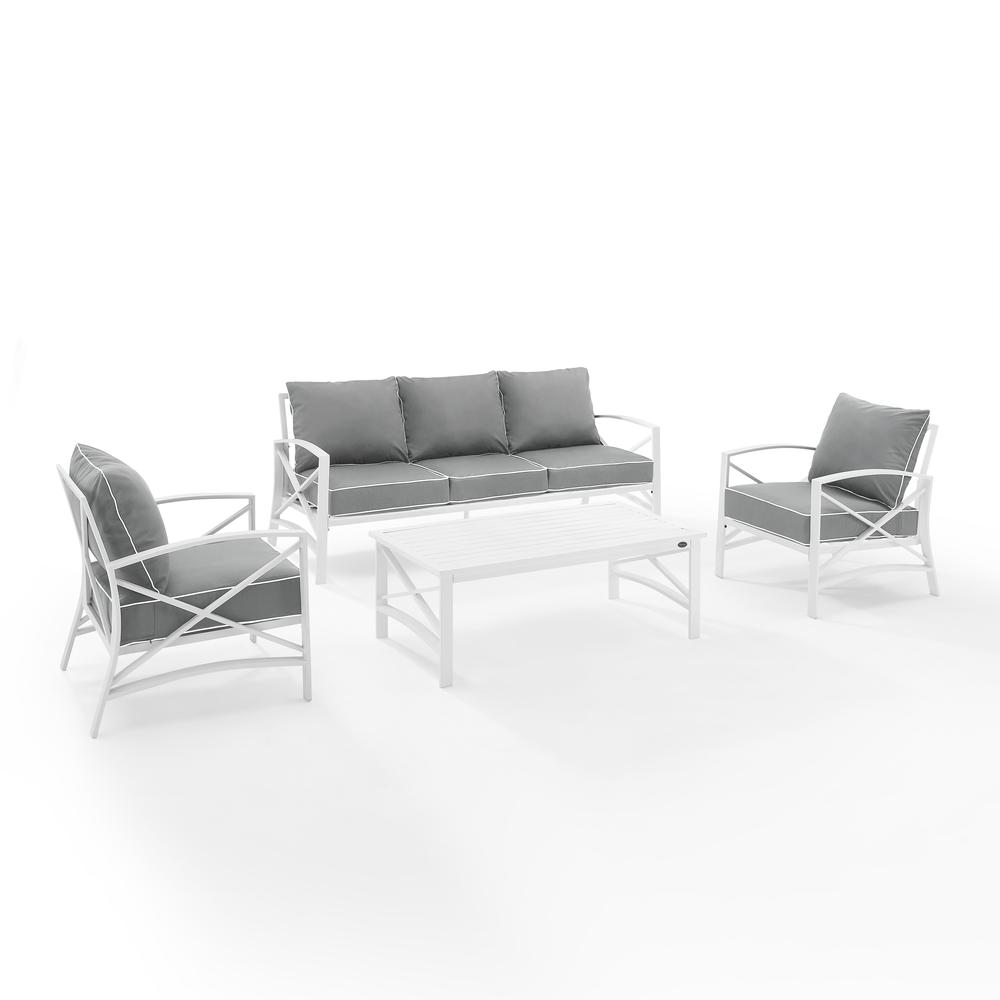Kaplan 4Pc Outdoor Metal Sofa Set Gray/White - Sofa, Coffee Table, & 2 Arm Chairs. Picture 12
