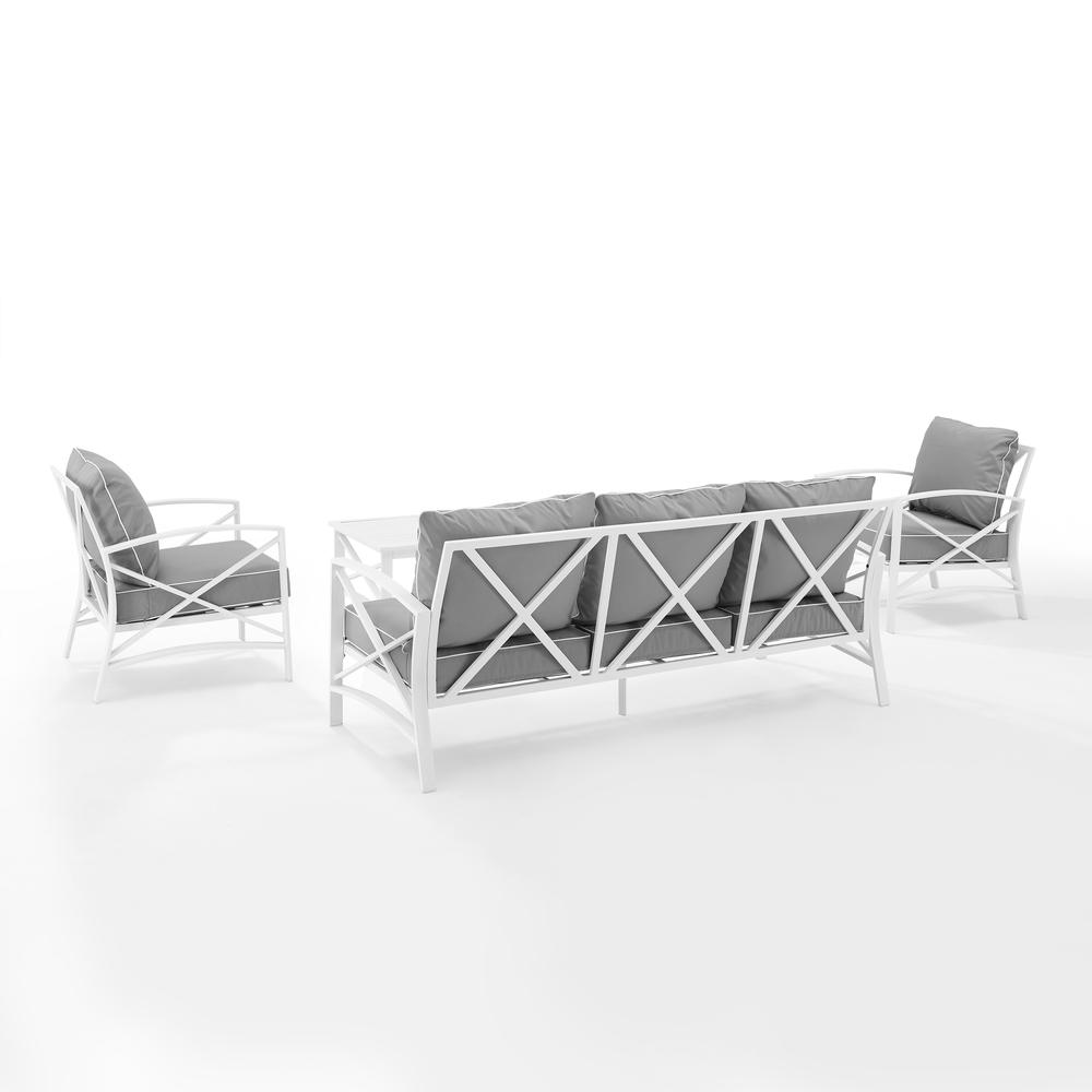 Kaplan 4Pc Outdoor Metal Sofa Set Gray/White - Sofa, Coffee Table, & 2 Arm Chairs. Picture 11