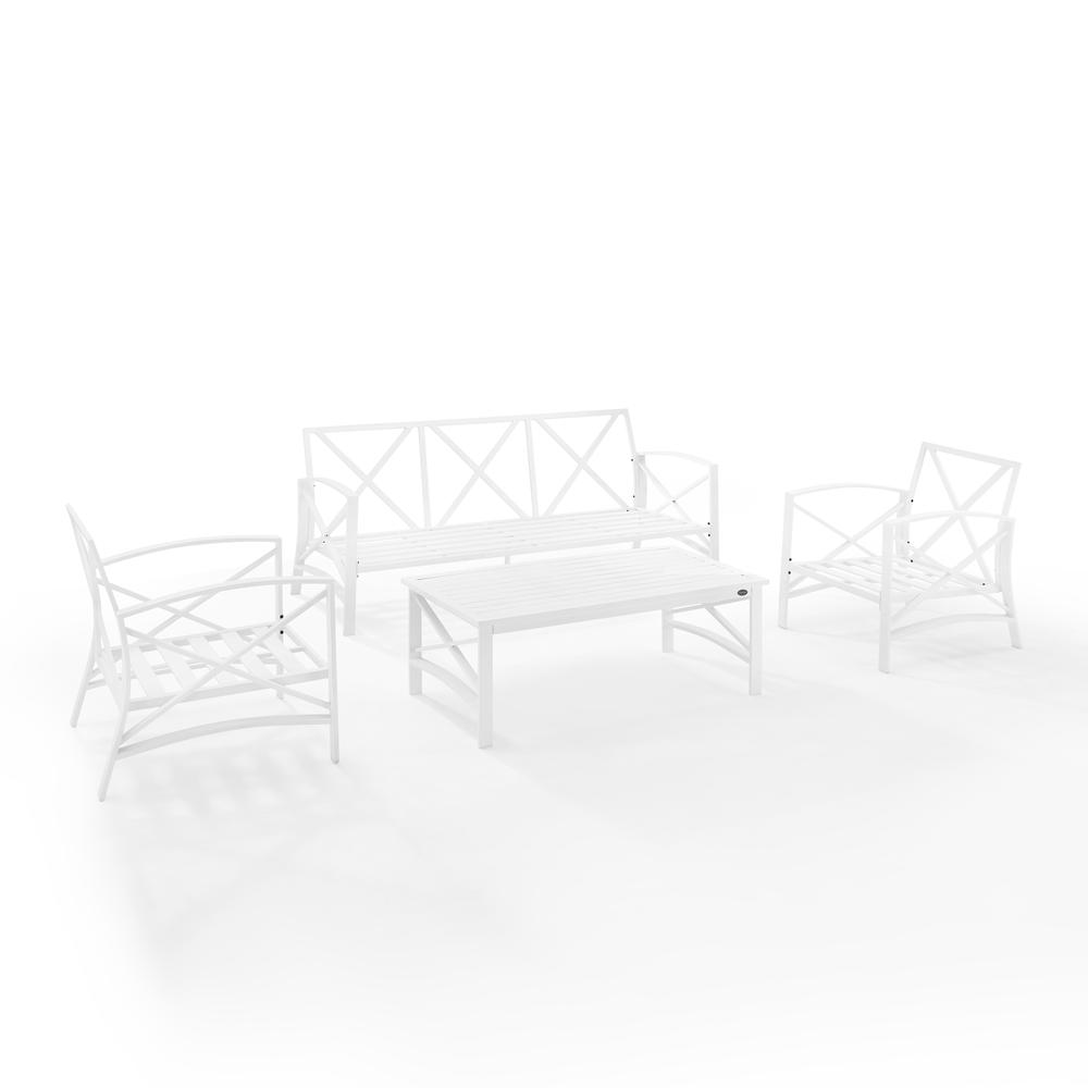 Kaplan 4Pc Outdoor Metal Sofa Set Gray/White - Sofa, Coffee Table, & 2 Arm Chairs. Picture 9