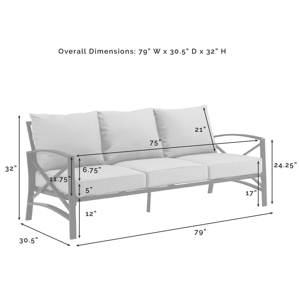 Kaplan 4Pc Outdoor Metal Sofa Set Gray/White - Sofa, Coffee Table, & 2 Arm Chairs. Picture 8