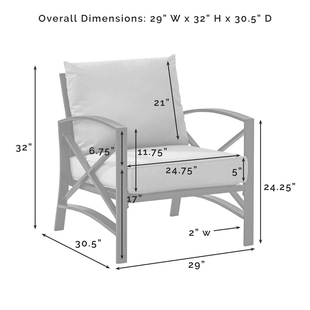 Kaplan 4Pc Outdoor Metal Sofa Set Gray/White - Sofa, Coffee Table, & 2 Arm Chairs. Picture 7