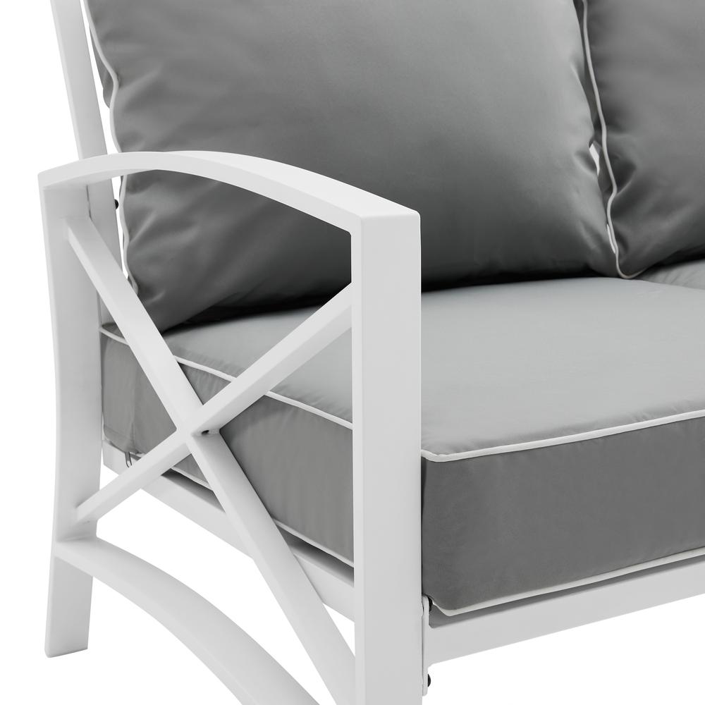 Kaplan 4Pc Outdoor Metal Sofa Set Gray/White - Sofa, Coffee Table, & 2 Arm Chairs. Picture 4