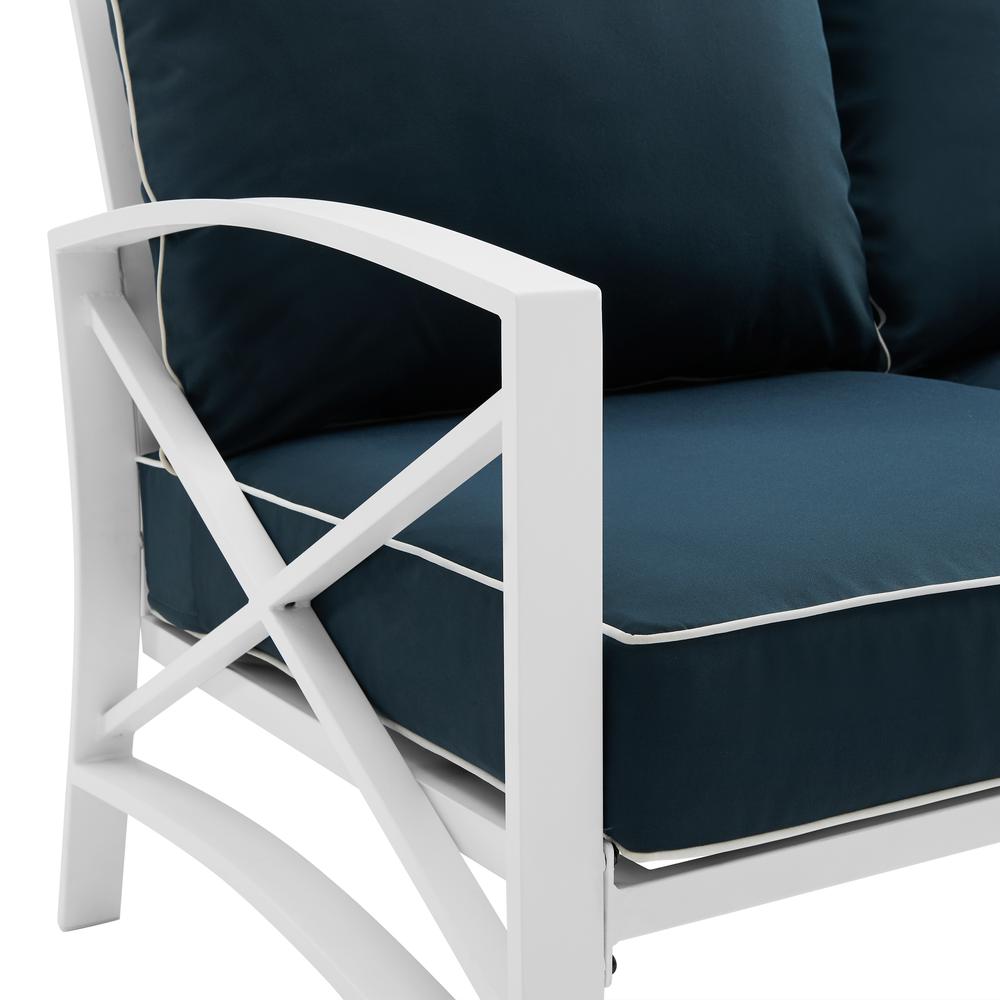 Kaplan 4Pc Outdoor Metal Sofa Set Navy/White - Sofa, Coffee Table, & 2 Arm Chairs. Picture 1