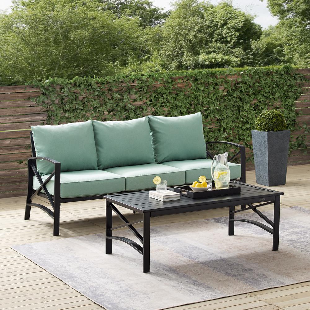 Kaplan 2Pc Outdoor Metal Sofa Set Mist/Oil Rubbed Bronze - Sofa & Coffee Table. Picture 12