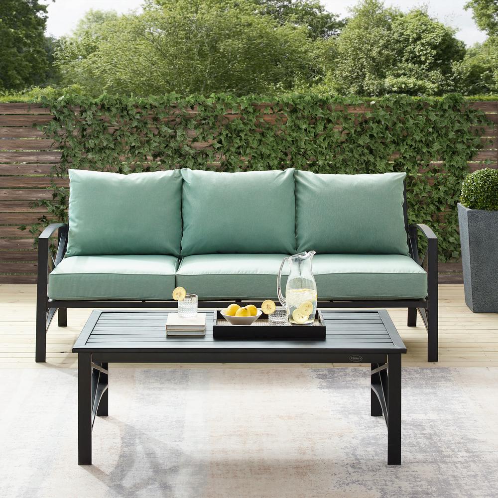 Kaplan 2Pc Outdoor Metal Sofa Set Mist/Oil Rubbed Bronze - Sofa & Coffee Table. Picture 4