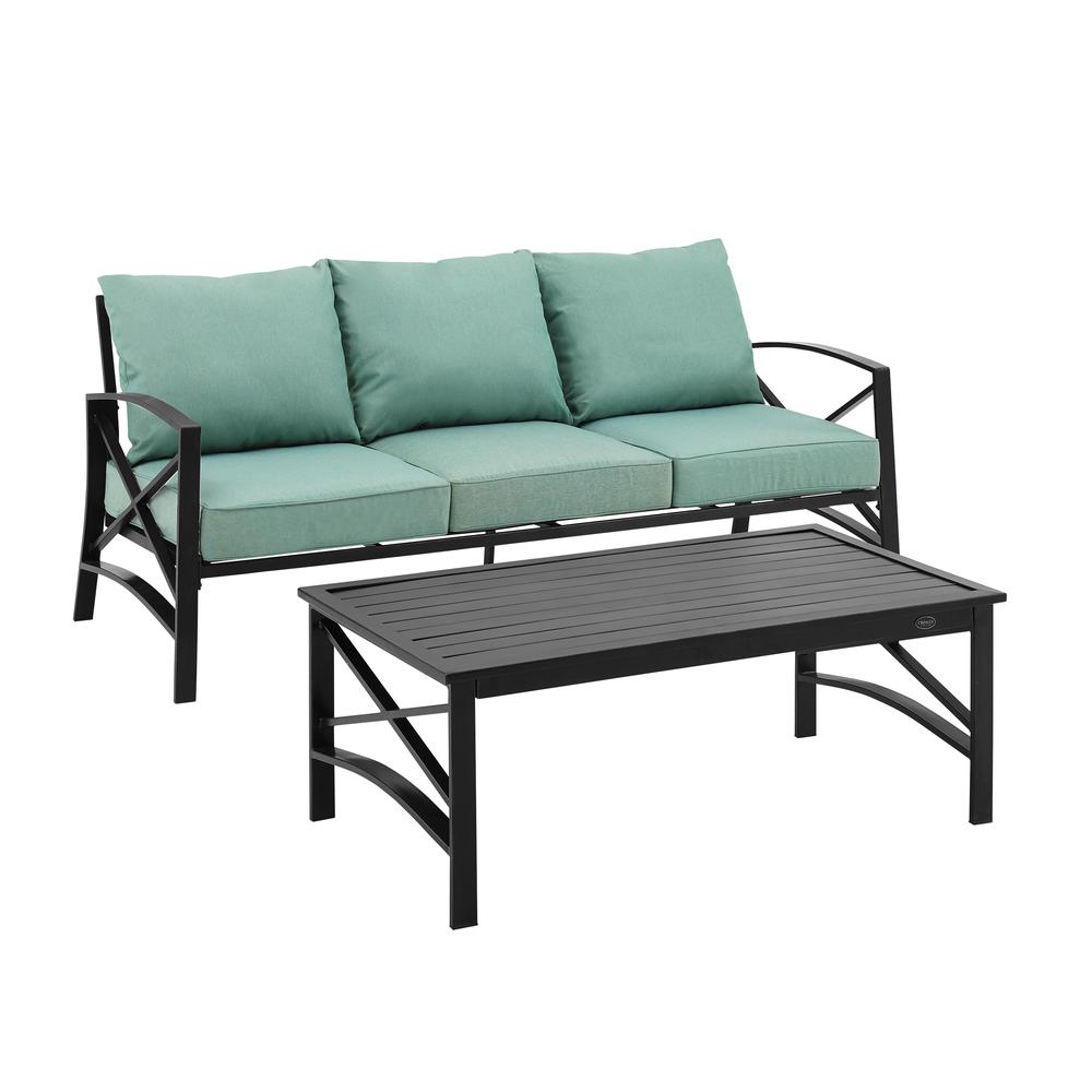 Kaplan 2Pc Outdoor Metal Sofa Set Mist/Oil Rubbed Bronze - Sofa & Coffee Table. Picture 7