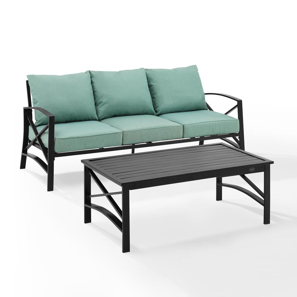 Kaplan 2Pc Outdoor Metal Sofa Set Mist/Oil Rubbed Bronze - Sofa & Coffee Table. Picture 3
