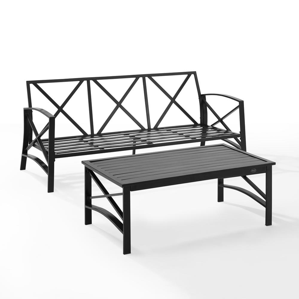 Kaplan 2Pc Outdoor Metal Sofa Set Mist/Oil Rubbed Bronze - Sofa & Coffee Table. Picture 1