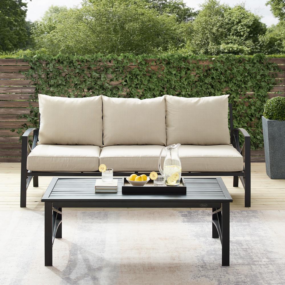 Kaplan 2Pc Outdoor Metal Sofa Set Oatmeal/Oil Rubbed Bronze - Sofa & Coffee Table. Picture 11