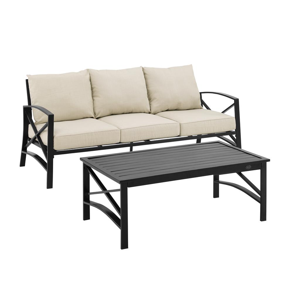 Kaplan 2Pc Outdoor Metal Sofa Set Oatmeal/Oil Rubbed Bronze - Sofa & Coffee Table. Picture 12