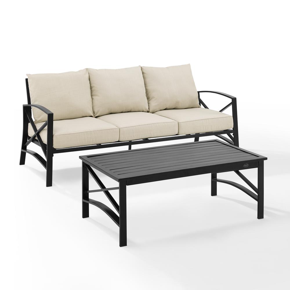 Kaplan 2Pc Outdoor Metal Sofa Set Oatmeal/Oil Rubbed Bronze - Sofa & Coffee Table. Picture 13