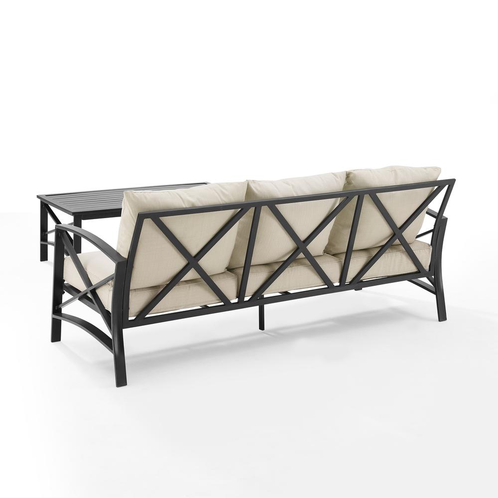 Kaplan 2Pc Outdoor Metal Sofa Set Oatmeal/Oil Rubbed Bronze - Sofa & Coffee Table. Picture 10