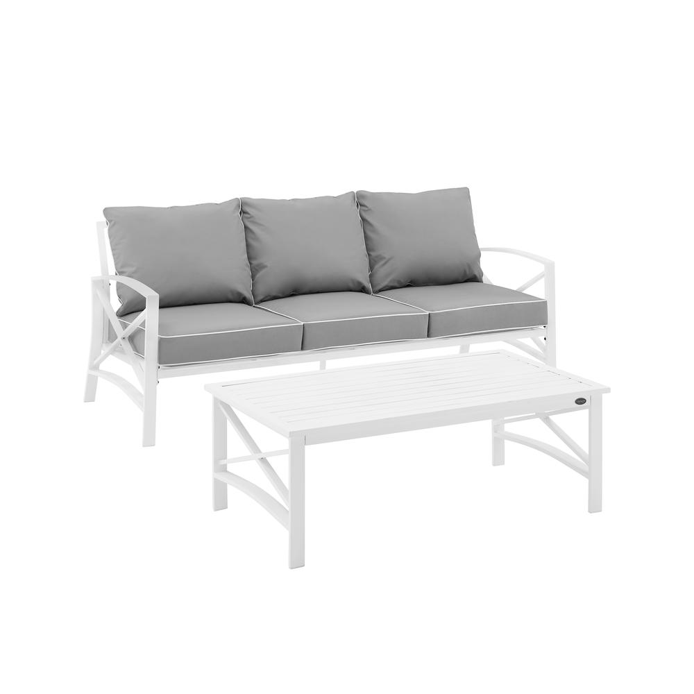 Kaplan 2Pc Outdoor Metal Sofa Set Gray/White - Sofa & Coffee Table. Picture 8