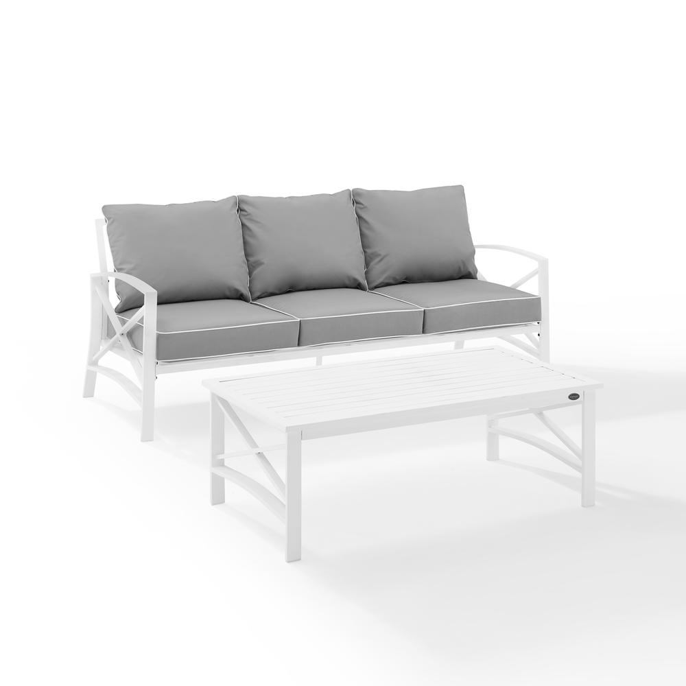 Kaplan 2Pc Outdoor Metal Sofa Set Gray/White - Sofa & Coffee Table. Picture 4