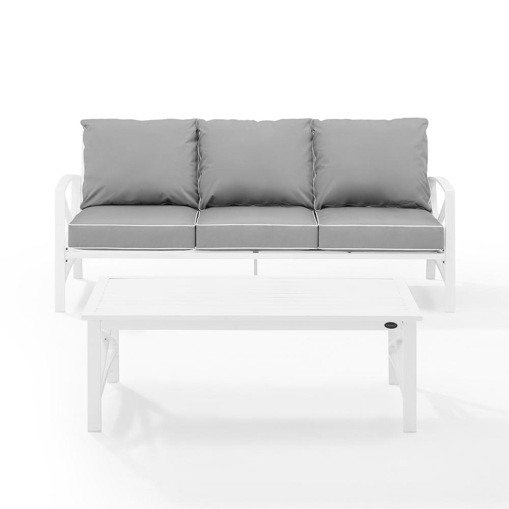 Kaplan 2Pc Outdoor Metal Sofa Set Gray/White - Sofa & Coffee Table. Picture 2
