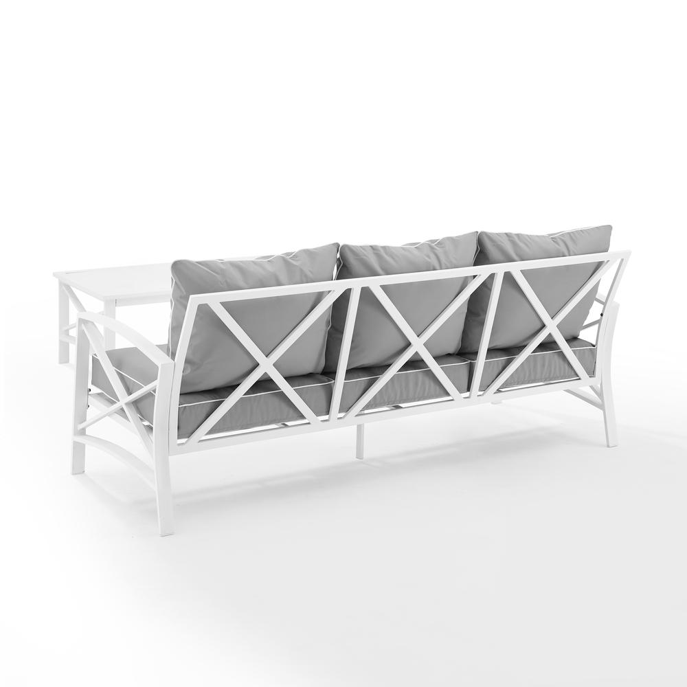 Kaplan 2Pc Outdoor Metal Sofa Set Gray/White - Sofa & Coffee Table. Picture 6
