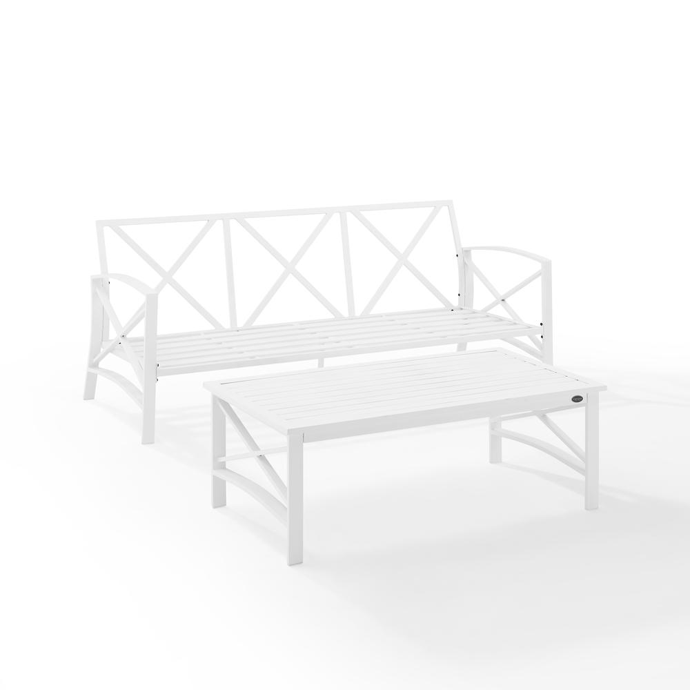 Kaplan 2Pc Outdoor Metal Sofa Set Gray/White - Sofa & Coffee Table. Picture 9