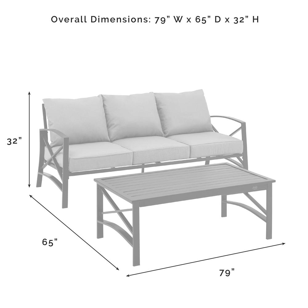 Kaplan 2Pc Outdoor Metal Sofa Set Gray/White - Sofa & Coffee Table. Picture 12
