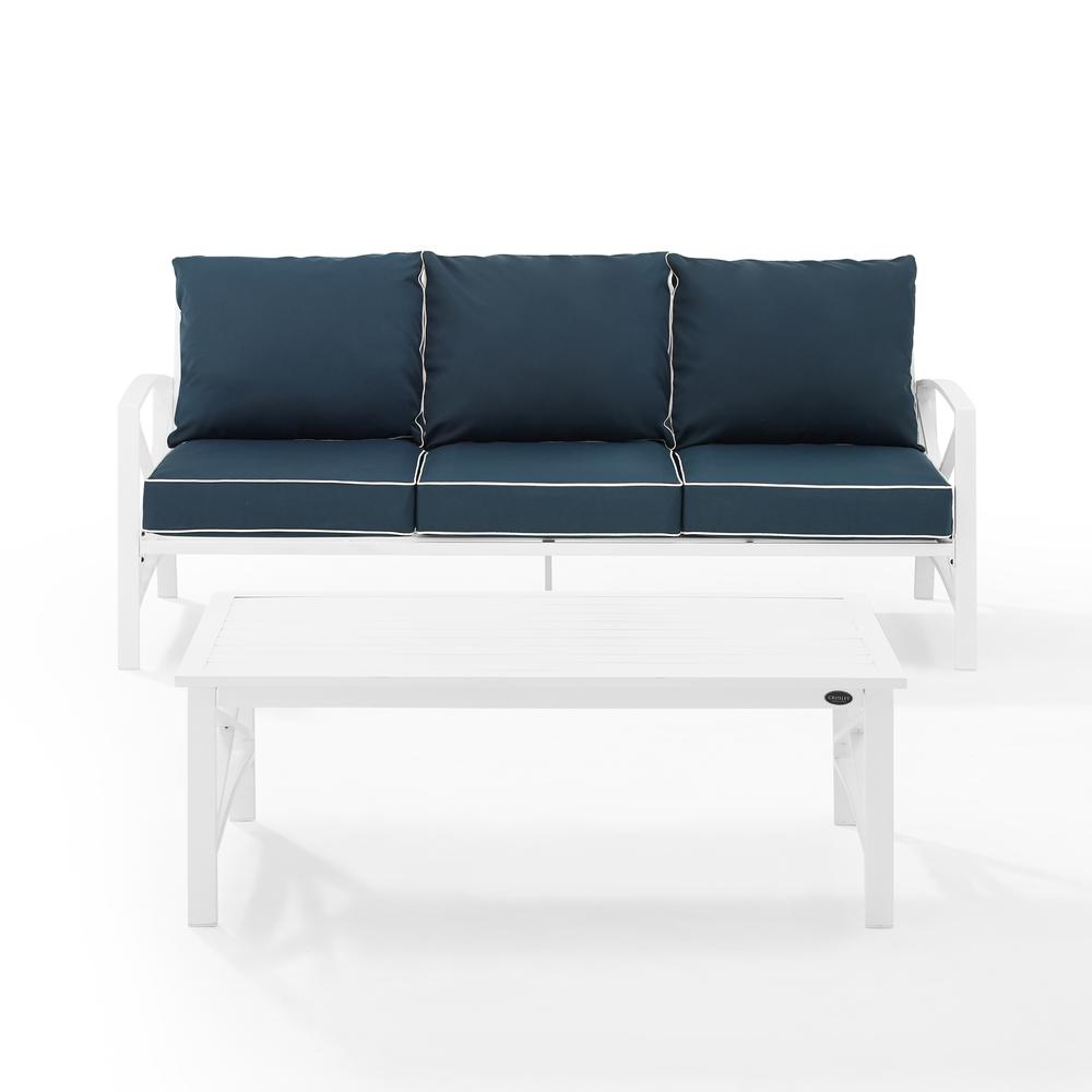Kaplan 2Pc Outdoor Metal Sofa Set Navy/White - Sofa & Coffee Table. Picture 7