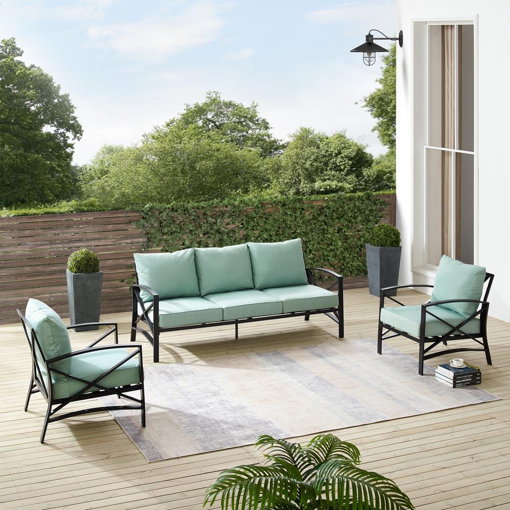 Kaplan 3Pc Outdoor Metal Sofa Set Mist/Oil Rubbed Bronze - Sofa & 2 Arm Chairs. Picture 11