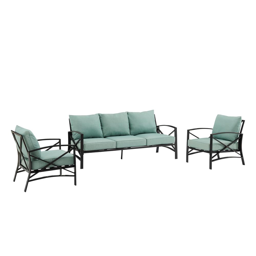 Kaplan 3Pc Outdoor Metal Sofa Set Mist/Oil Rubbed Bronze - Sofa & 2 Arm Chairs. Picture 9