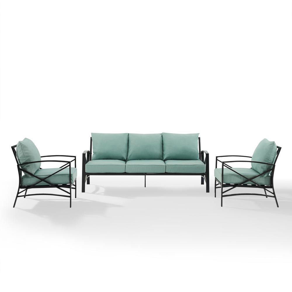 Kaplan 3Pc Outdoor Metal Sofa Set Mist/Oil Rubbed Bronze - Sofa & 2 Arm Chairs. Picture 12