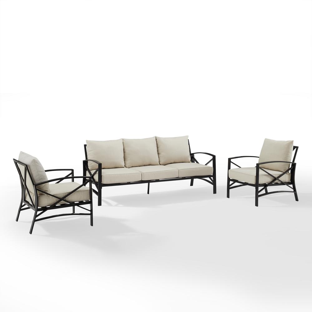 Kaplan 3Pc Outdoor Metal Sofa Set Oatmeal/Oil Rubbed Bronze - Sofa & 2 Arm Chairs. Picture 13