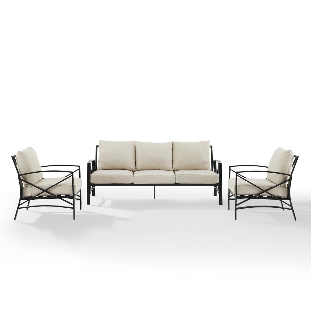 Kaplan 3Pc Outdoor Metal Sofa Set Oatmeal/Oil Rubbed Bronze - Sofa & 2 Arm Chairs. Picture 2