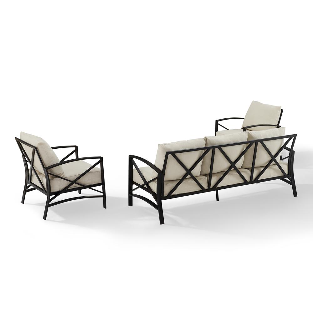 Kaplan 3Pc Outdoor Metal Sofa Set Oatmeal/Oil Rubbed Bronze - Sofa & 2 Arm Chairs. Picture 4