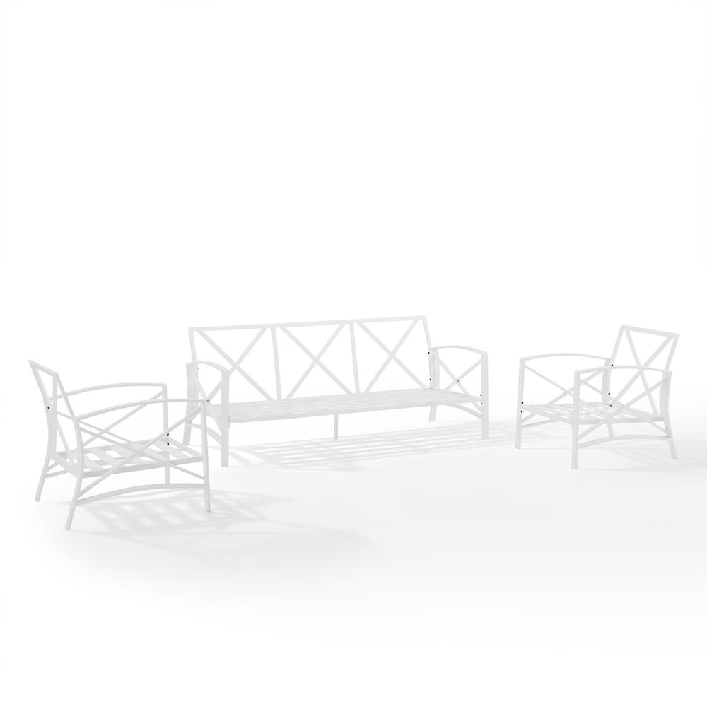 Kaplan 3Pc Outdoor Metal Sofa Set Navy/White - Sofa & 2 Arm Chairs. Picture 3