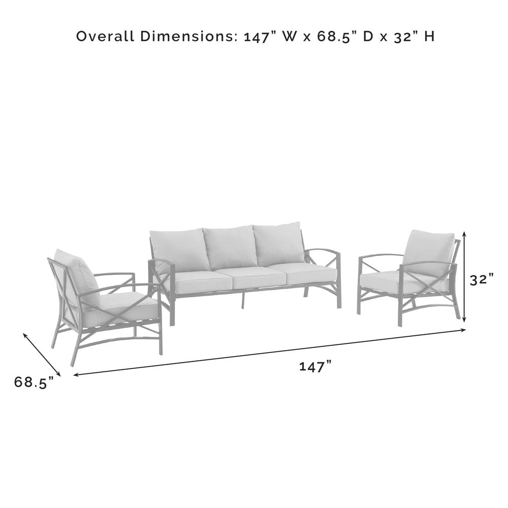 Kaplan 3Pc Outdoor Metal Sofa Set Navy/White - Sofa & 2 Arm Chairs. Picture 4