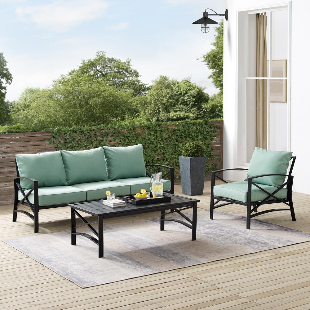 Kaplan 3Pc Outdoor Metal Sofa Set Mist/Oil Rubbed Bronze - Sofa, Arm Chair, & Coffee Table. Picture 3