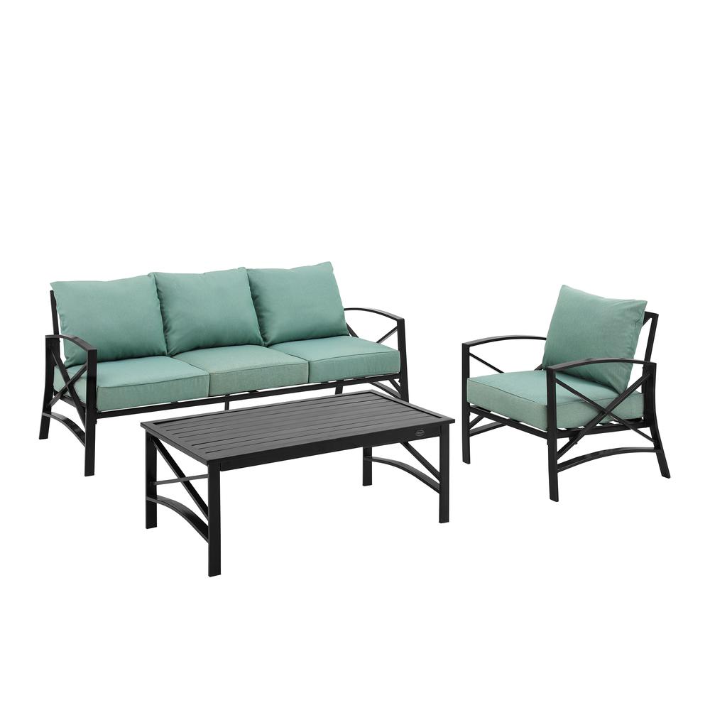Kaplan 3Pc Outdoor Metal Sofa Set Mist/Oil Rubbed Bronze - Sofa, Arm Chair, & Coffee Table. Picture 5