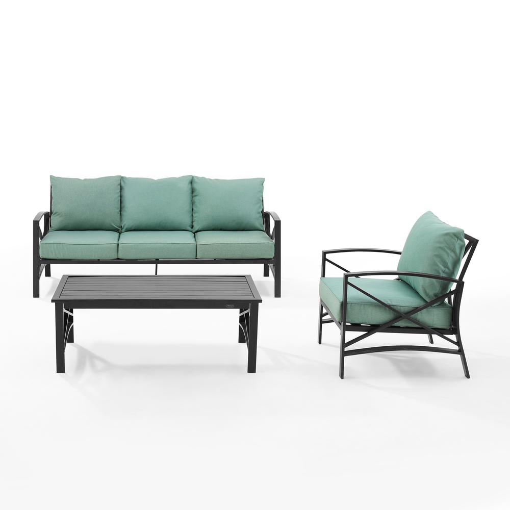 Kaplan 3Pc Outdoor Metal Sofa Set Mist/Oil Rubbed Bronze - Sofa, Arm Chair, & Coffee Table. Picture 9
