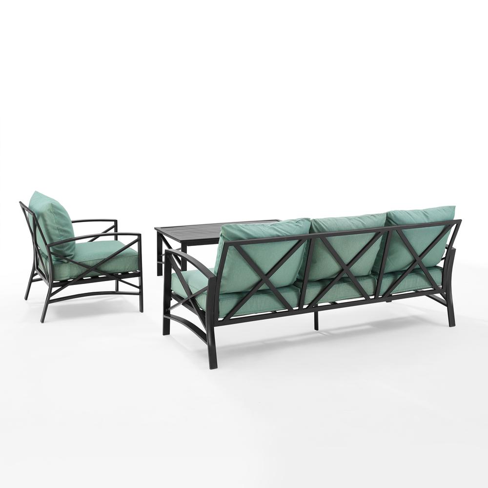 Kaplan 3Pc Outdoor Metal Sofa Set Mist/Oil Rubbed Bronze - Sofa, Arm Chair, & Coffee Table. Picture 1