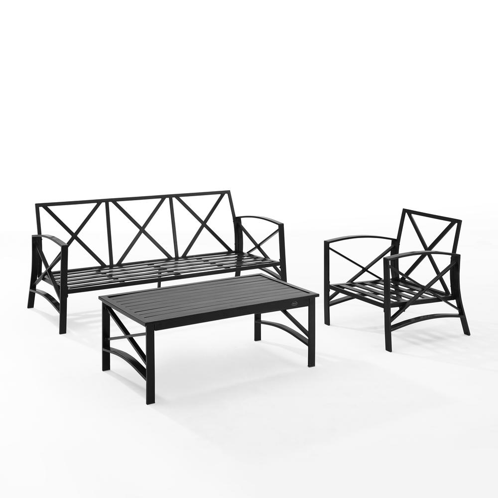 Kaplan 3Pc Outdoor Metal Sofa Set Mist/Oil Rubbed Bronze - Sofa, Arm Chair, & Coffee Table. Picture 8