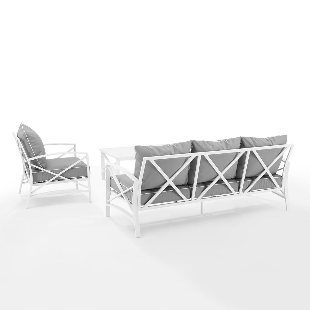 Kaplan 3Pc Outdoor Metal Sofa Set Gray/White - Sofa, Arm Chair & Coffee Table. Picture 13