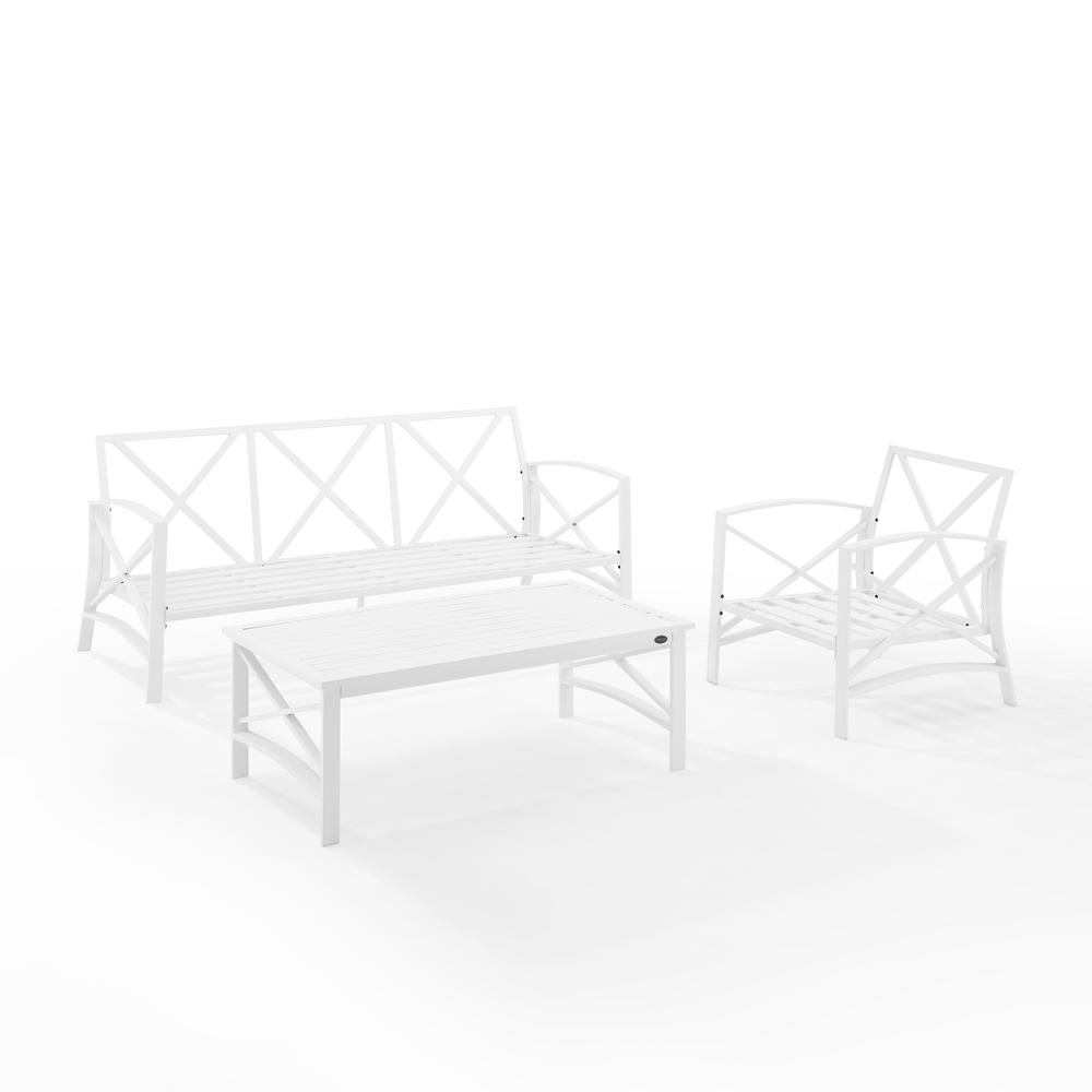 Kaplan 3Pc Outdoor Metal Sofa Set Gray/White - Sofa, Arm Chair & Coffee Table. Picture 6