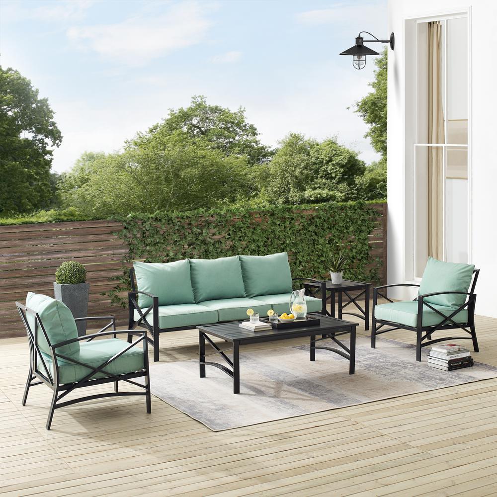 Kaplan 5Pc Outdoor Metal Sofa Set Mist/Oil Rubbed Bronze - Sofa, Coffee Table, Side Table, & 2 Arm Chairs. Picture 10