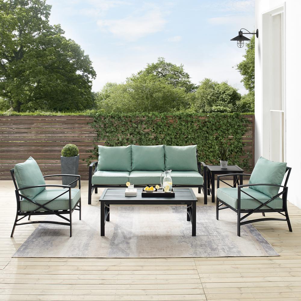 Kaplan 5Pc Outdoor Metal Sofa Set Mist/Oil Rubbed Bronze - Sofa, Coffee Table, Side Table, & 2 Arm Chairs. Picture 11